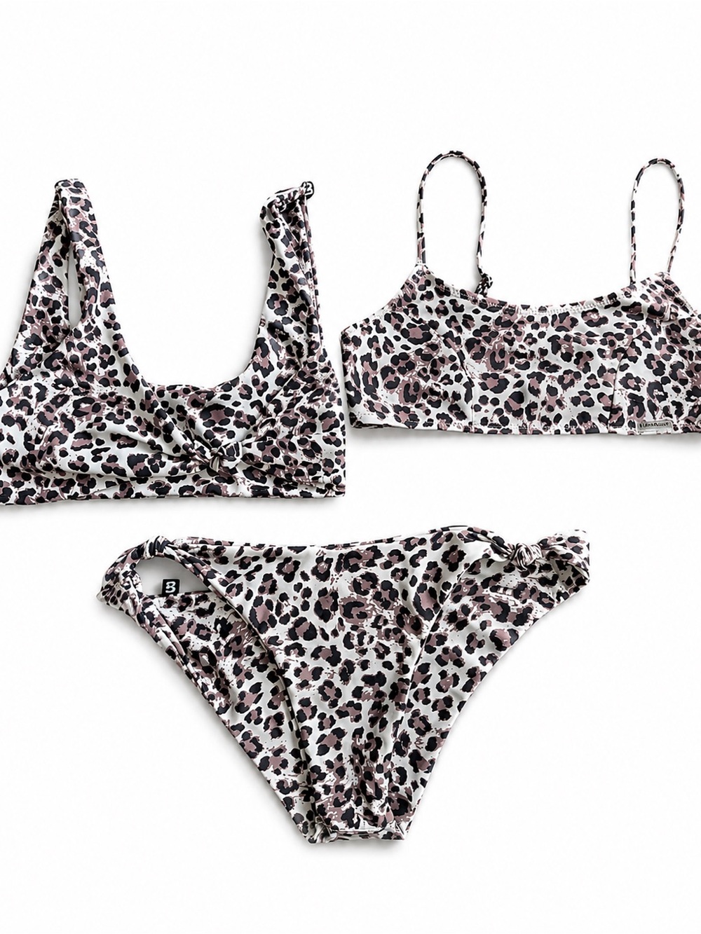 Blackbough Leopard Print Bikini Set in White, Black & Pink
